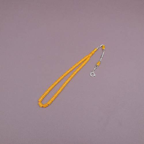 U�ak Cam� Kesme Kesim 6x10mm Tesbih Alpaka P�sk�ll� A��k Turuncu