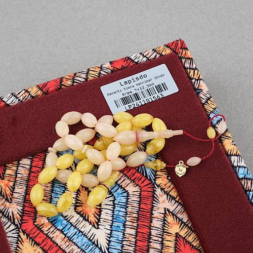 Osmanl� S�kma Kehribar Eski Obje D�nem Yap� Arpa Kesim 7x12.5mm Tesbih