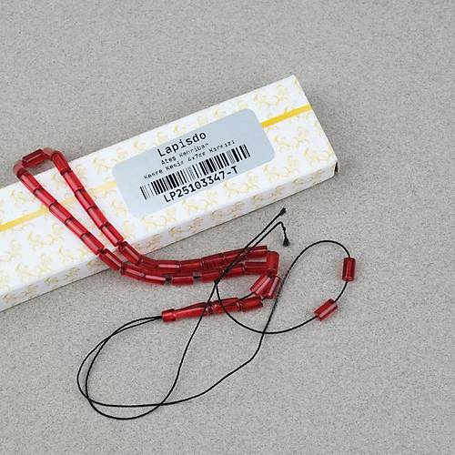 Ate� Kehribar Kesme Kesim 4x7mm Tesbih- K�rm�z�
