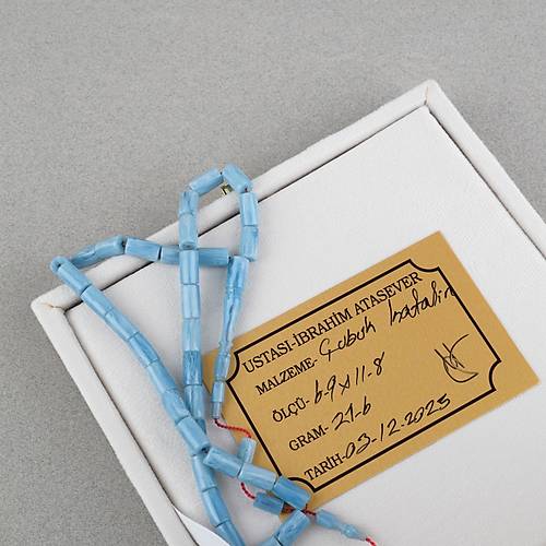 Katalin �ubuk Usta ��i Kesme Kesim 7x12mm Tesbih -A��k Mavi