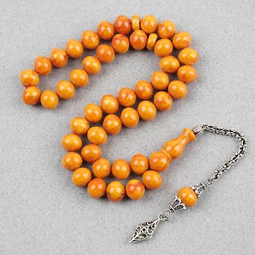 Skma Kehribar Alpaka Pskl Arabi 45lik Ulu Kre Kesim 9x10mm Tesbih