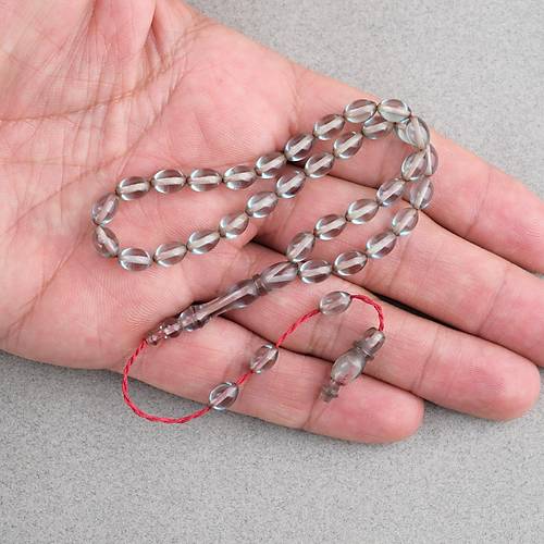 S�kma Kehribar Beyzi Kesim Sistemli Bilek Boy 5x8mm Tesbih A��k Ye�il