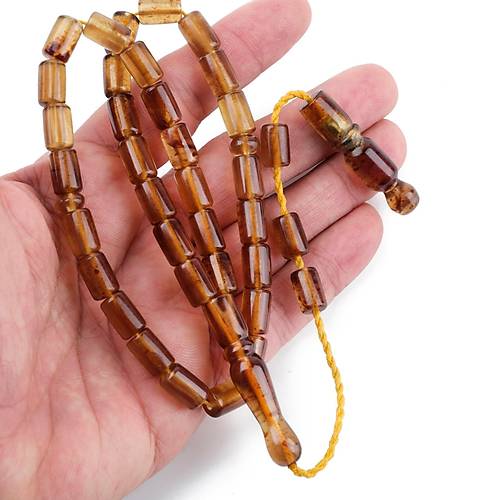 Sumatra Kaya Damla Kehribar Kapsl Kesim 7.5x11mm Tesbih