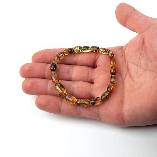 Dominik Mavi Kaya Fosil Amber Bileklik 7.5gr