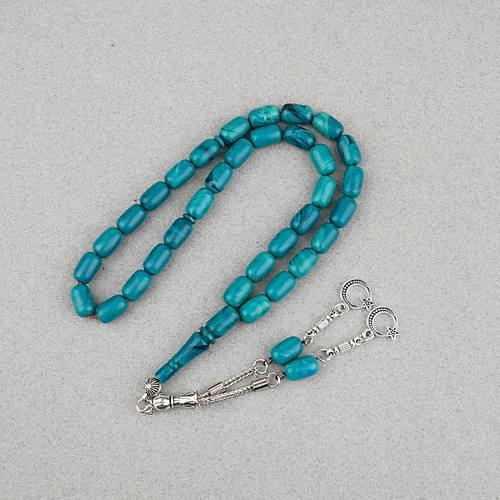 S�kma Kehribar Kaps�l Kesim Alpaka P�sk�ll� 7x11mm Tesbih