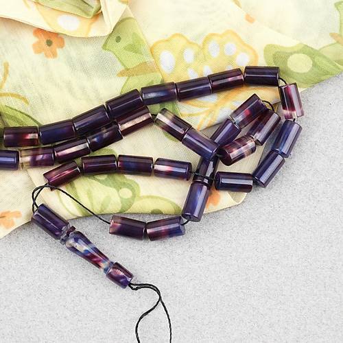 S�kma Kehribar Kesme Kesim 6x10mm Tesbih P�sk�ls�z Mor