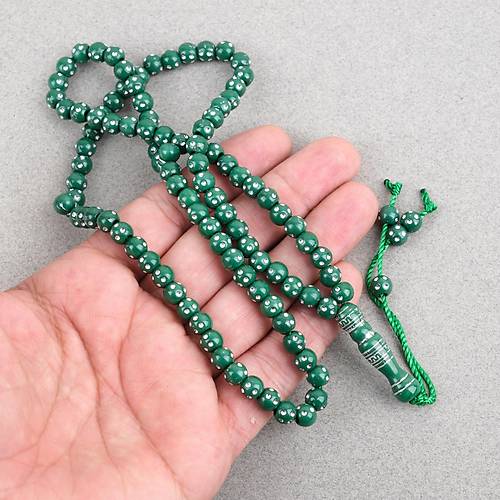 Hac Umre Hediyelik Ta�l� 99luk 7mm Tesbih - Ye�il