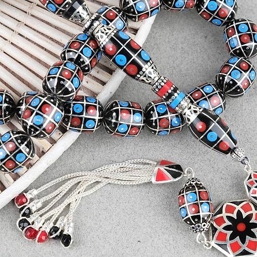 Erzurum Oltu 925Ayar Gm lemeli Nakka mame Gm Pskl Kapsl Kesim 13x15mm Tesbih