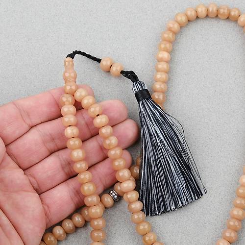 Kehribar 99luk Tekerlek Kesim 9x6.5mm Namaz Tesbihi