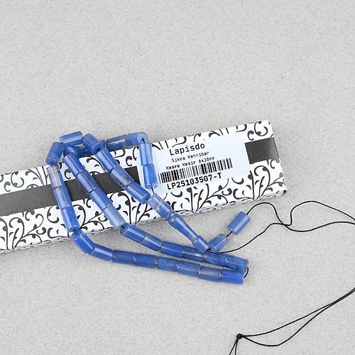 S�kma Kehribar Kesme Kesim 6x10mm Tesbih P�sk�ls�z Mavi