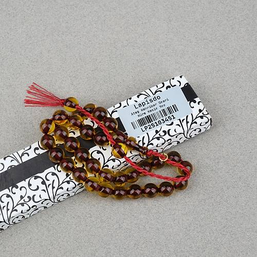 Omari Ate� Kehribar K�re Kesim Oturtma �mameli Sistemli 9mm Tesbih