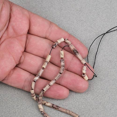 S�kma Kehribar Kesme Kesim 4x7mm Tesbih- Kahverengi-Bej