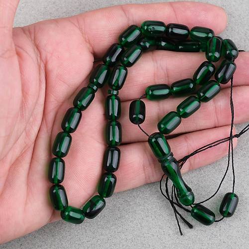S�kma Kehribar Kaps�l Kesim 7x11mm Tesbih P�sk�ls�z Koyu Ye�il