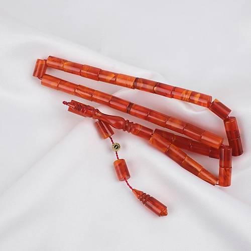 S�kma Kehribar Usta ��i �mzal� Kesme Kesim 6.5x10.5mm Tesbih