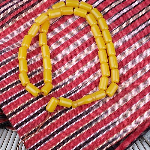 S�kma Kehribar Kaps�l Kesim 7x12mm Tesbih - Hardal Sar�s� P�sk�ls�z