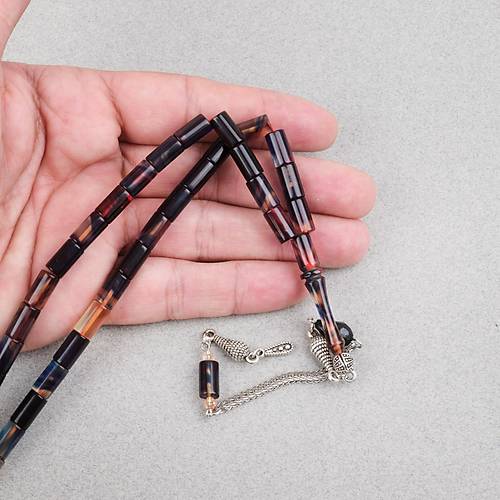 S�kma Kehribar Alpaka P�sk�l Kesme Kesim 6x10.5mm Tesbih