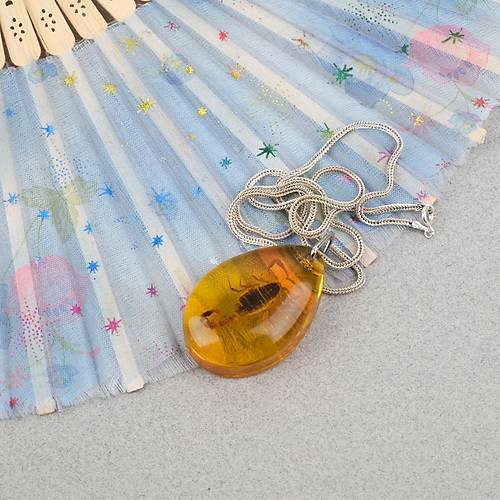 Akrep Fosilli G�m�� Zincirli Kolye