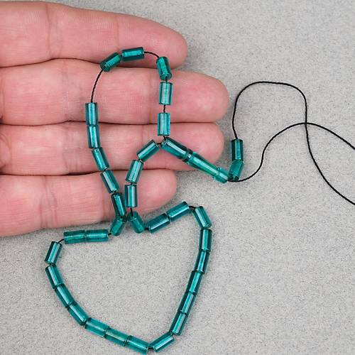 Ate� Kehribar Kesme Kesim 4x7mm Tesbih- Turkuaz Ye�ili