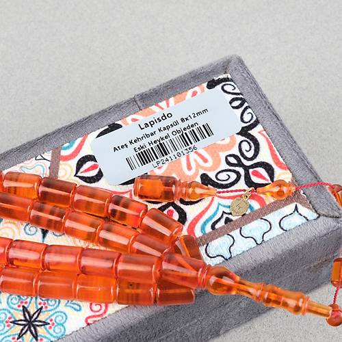 Ate� Kehribar Eski Heykel Objeden Kaps�l Kesim 8x12mm Tesbih