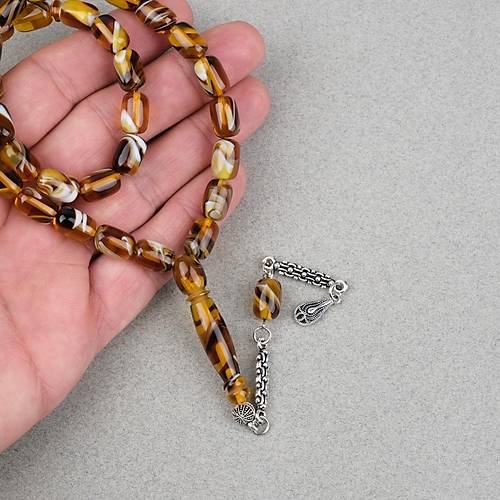 Arizona Katalin Alpaka P�sk�l Kaps�l Kesim 8x12mm Tesbih- Kahverengi Sar�