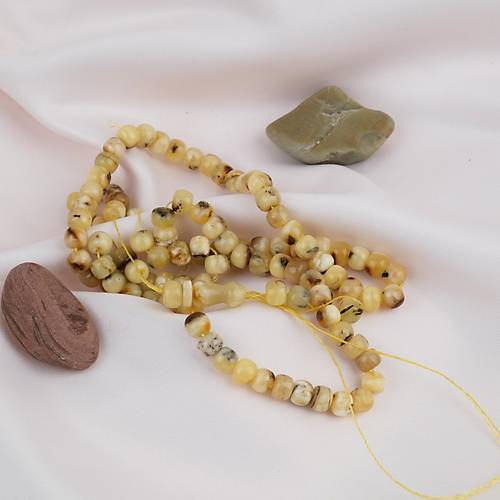 Damla Kehribar 99luk Tekerlek Kesim 6x5mm Namez Tesbihi