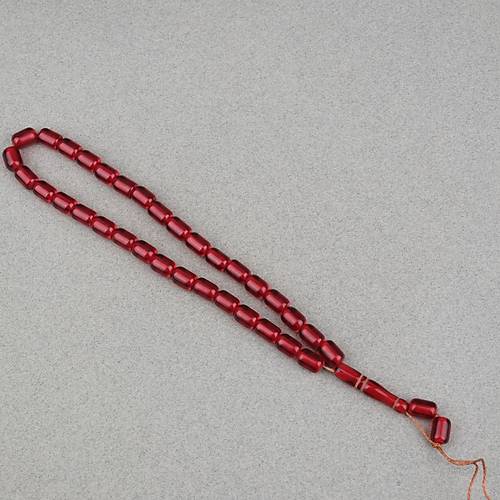 S�kma Kehribar Kaps�l Kesim 7x9mm Tesbih - �effaf K�rm�z� P�sk�ls�z