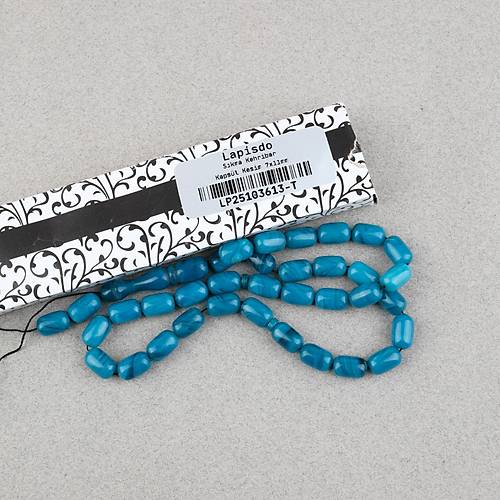 S�kma Kehribar Kaps�l Kesim 7x11mm Tesbih P�sk�ls�z Turkuaz Ye�ili