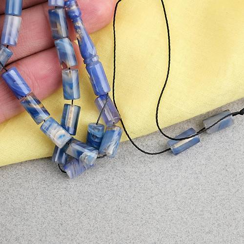 S�kma Kehribar Kesme Kesim 6x10mm Tesbih P�sk�ls�z Mavi