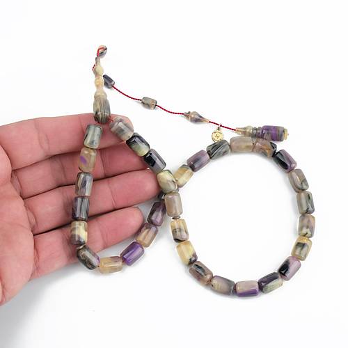 Katalin Dinlenmi ubuk Usta i mzal Kapsl Kesim 8x12mm Tesbih -Beyaz Gri Alacal