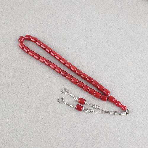 Katalin �ubuk Alpaka P�sk�ll� Kaps�l Kesim 9x10.5mm Tesbih -Nar �i�e�i