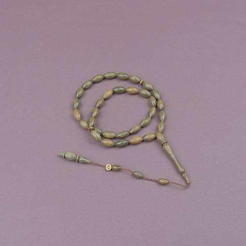 Ye�il Plesenk A�ac� Usta ��i �mzal� Beyzi Kesim 6.5x12mm Tesbih