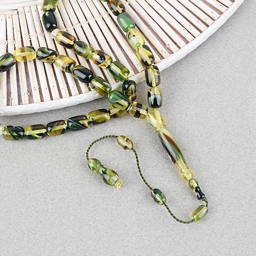 Arizona Katalin Sistemli Kaps�l Kesim 8x12mm Tesbih - Ye�il Siyah