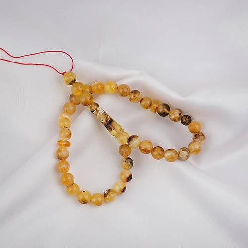 Damla Kehribar K�re Kesim 8mm Tesbih