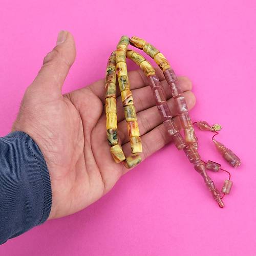 Katalin Dinlenmi� �ift Renk Usta ��i �mzal� Yumu�ak Kesme Kesim 8x13mm Tesbih