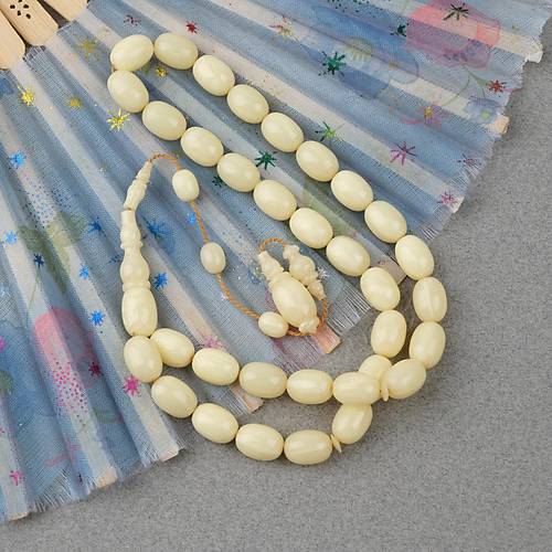 Kadim Katalin Eski Tavla Pulu Obje Yumurta Kesim 8x11m Tesbih - Nadir Renk Beyaz