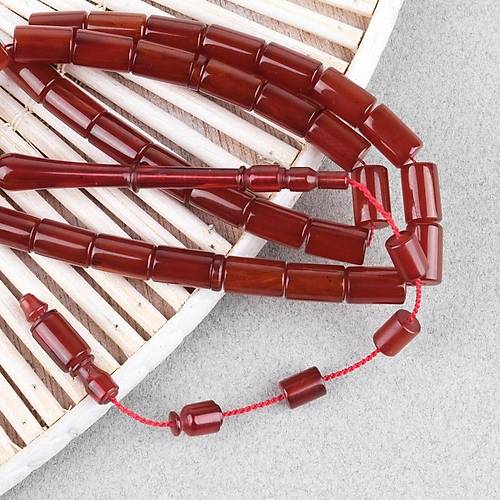 Osmanl� S�kma Kehribar A��zl�ktan D�nem Yap� Kesme Kesim 6x10mm Tesbih