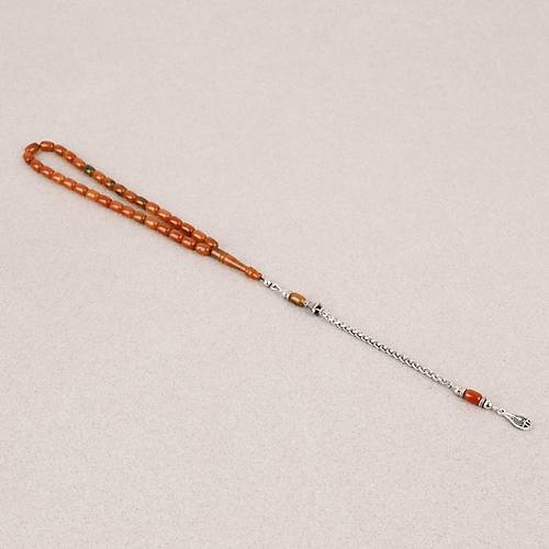 S�kma Kehribar Bilek Boy Kaps�l Kesim 5x8mm Sallama Tesbih Turuncu
