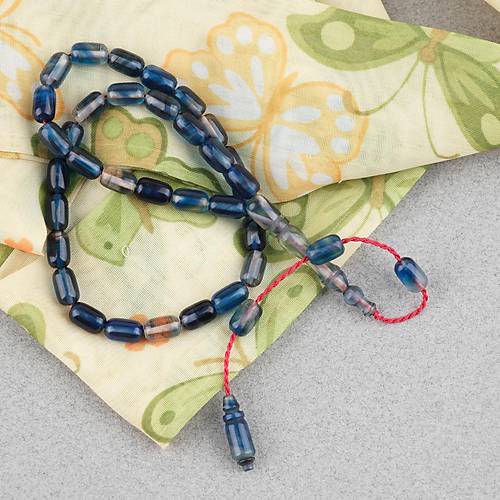 S�kma Kehribar Kaps�l Kesim Sistemli Bilek Boy 5x8mm Tesbih Mavi