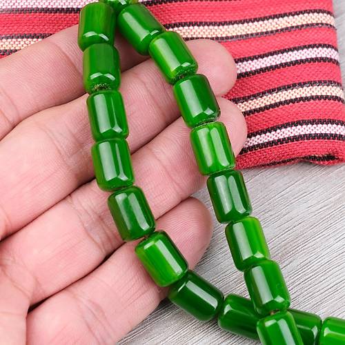 Katalin �ubuk Alpaka P�sk�ll� Kaps�l Kesim 9x13mm Tesbih - Ye�il