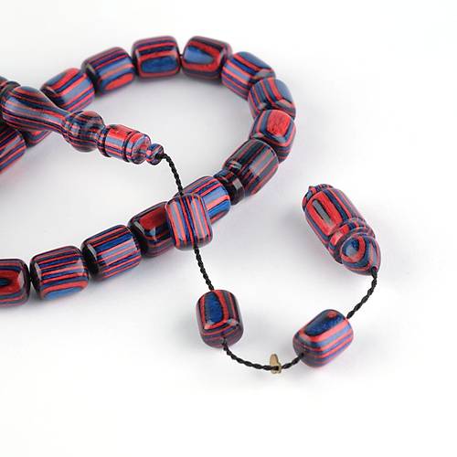 Kafur A�ac� Usta ��i �mzal� Kaps�l Kesim 10x14mm  Tesbih - Bordo Mavi