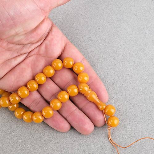 S�kma Kehribar K�re Kesim 11mm Tesbih -P�sk�ls�z