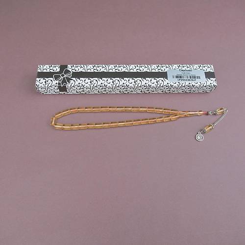 U�ak Cam� Kesme Kesim 7x10mm Alpaka P�sk�ll� Tesbih A��k Kahverengi