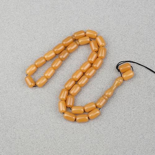 S�kma Kehribar Kaps�l Kesim 7x11mm Tesbih P�sk�ls�z- A��k Kahverengi