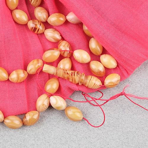 S�kma Kehribar Beyzi Kesim 7x11mm Tesbih P�sk�ls�z Sar�