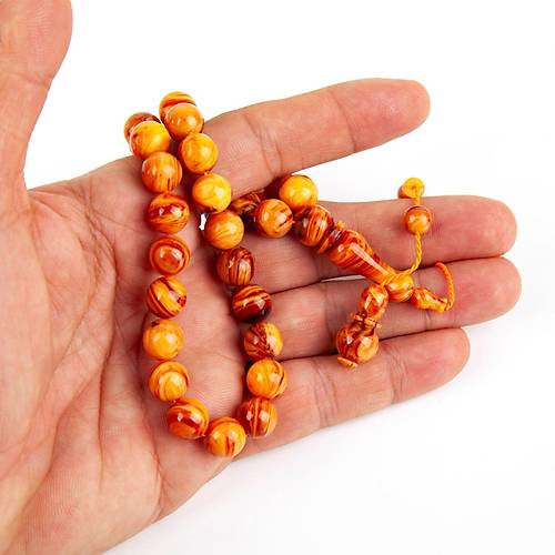 Skma Kehribar Kre Kesim 10mm Tesbih - Turuncu