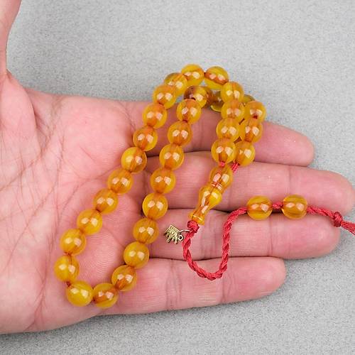 Omari S�kma Kehribar K�re Kesim Oturtma �mameli Sistemli 9mm Tesbih