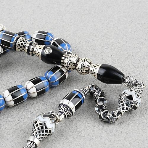 Erzurum Oltu Katalin leme 925Ayar Gm Pskl, lemeli Nakka mame F Kesim 8.5x11mm Tesbih