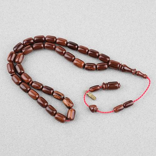 Skma Kehribar Faturan Kapsl Kesim 8x12mm Tesbih - Kahverengi