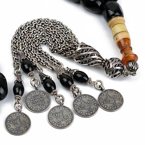 Erzurum Oltu 925Ayar Ar Gm Pskl, zel mame Faset Beyzi Kesim 11.5x15mm Tesbih