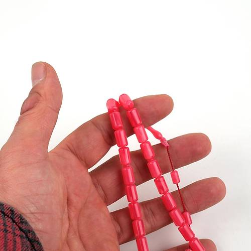 Kadim Katalin Eski Amerikan Istaka Kapsl Kesim  6x10mm Tesbih -Pembe